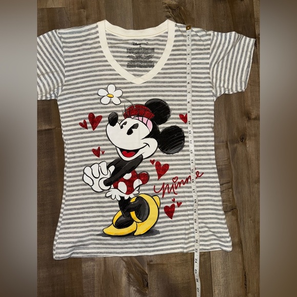 Women’s Disney Minnie Mouse Stripped V Neck Shirt Size XS - Picture 5 of 5